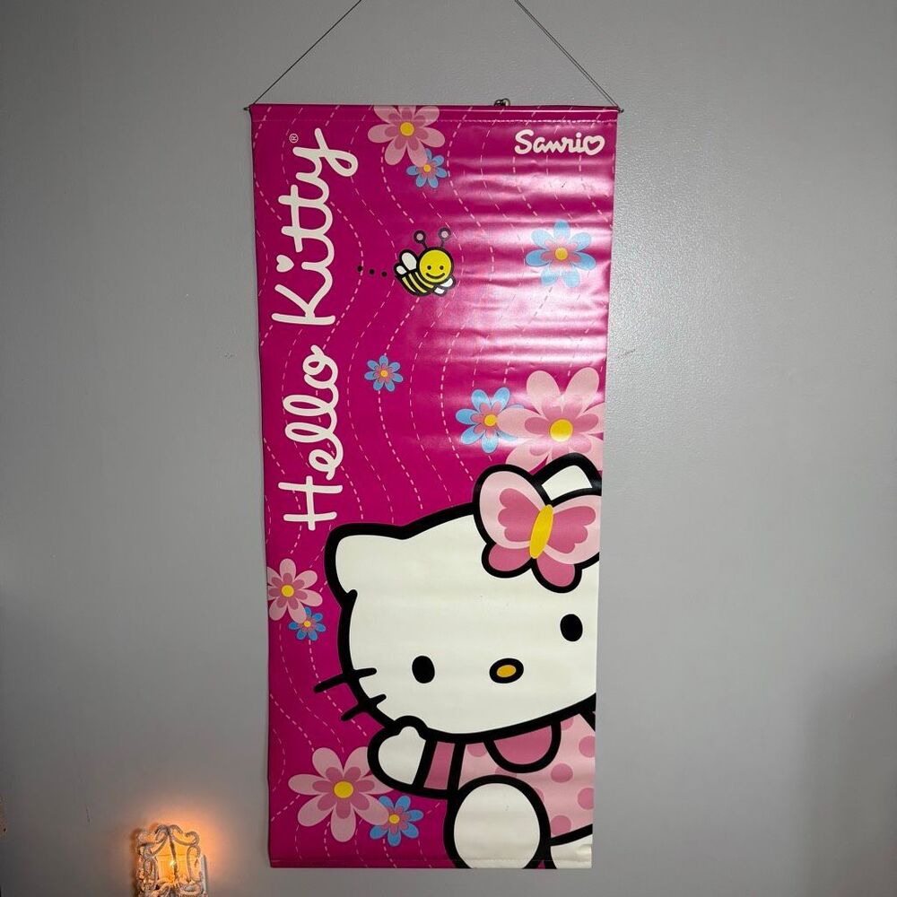RARE Y2K Sanrio Hello Kitty Store Display Vinyl Banner Pink Wall Decor